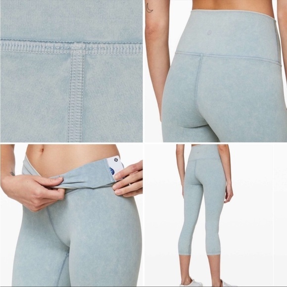 lululemon Wunder Under High Rise Crop *21” Wash Chambray NWOT 10 - Picture 13 of 15